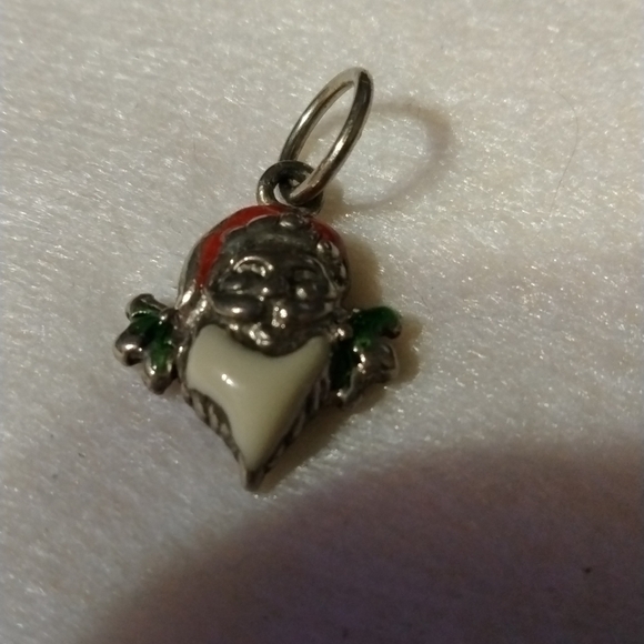 Vintage Santa enamel charm silver tone (sku 285) - Picture 2 of 4